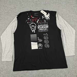 Reason Shirt Mens 3XL Gray Black Long Sleeve Skull Graphic Tee Streetwear NWT